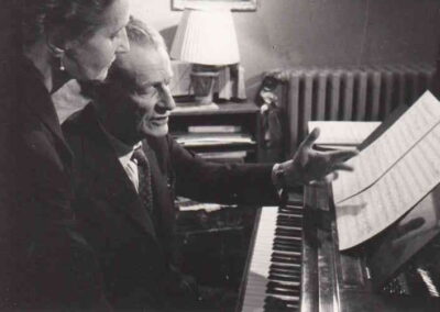 Frank Martin with is wife Maria at work, Geneva 1960
